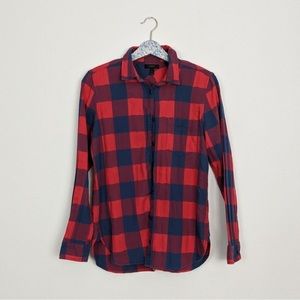 J. Crew Flannel Buffalo Check Button Down Top